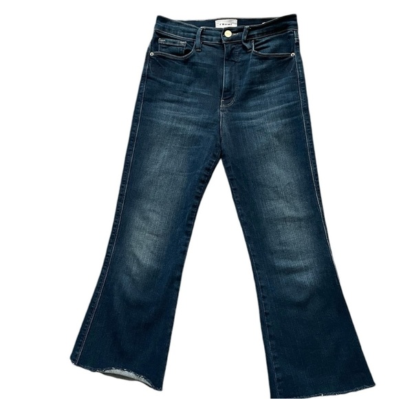 FRAME Sylvie Kick Boot Jeans Lakewood Womens Size 27 Relaxed, High Rise Raw Hem - Picture 3 of 9